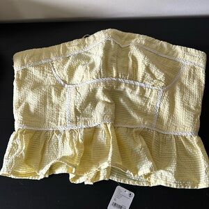 Free people, XL, strapless blouse, light yellow, NWT